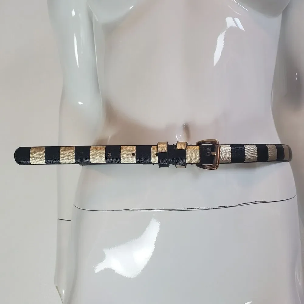 Unbranded Black & Gold Striped Belt